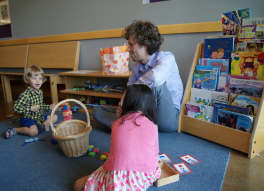 Child and teacher at Godly Play