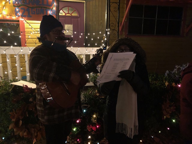 Community members gather to sing “Las Mañanitas” in honor of the Virgin of Guadalupe.