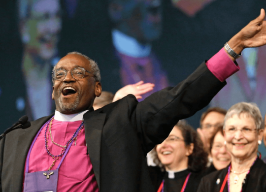 getting a blessing from Bishop Curry (put your head in front of his hand!)